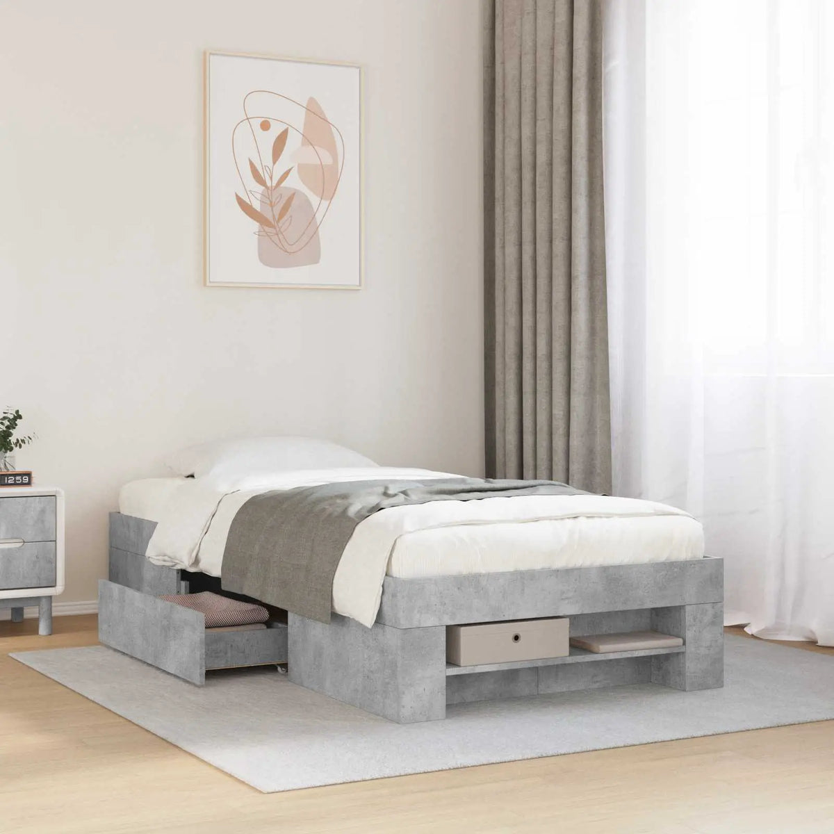 vidaXL Bed Frame without Mattress White 200x200 cm Engineered Wood - from vidaXL