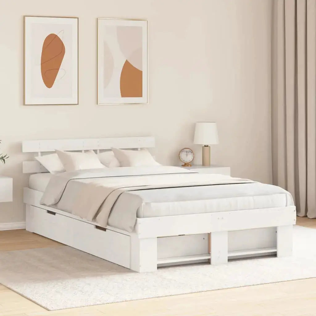 vidaXL Bed Frame with Headboard Natural 100 x 200 cm Solid Pine Wood - from vidaXL