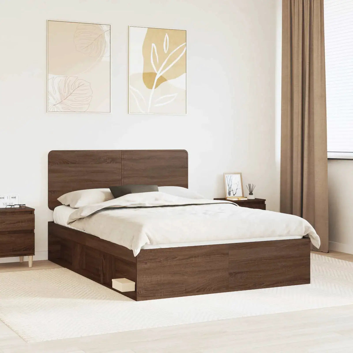 vidaXL Bed Frame with Headboard White 200 x 200 cm Solid Pine Wood - from vidaXL