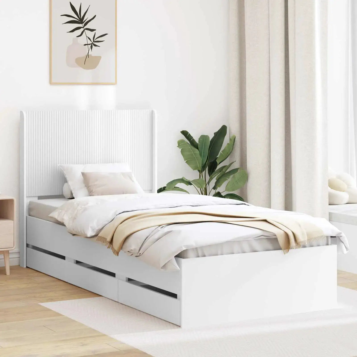 vidaXL Bed Frame with Storage and Headboard White 200 x 200 cm - from vidaXL