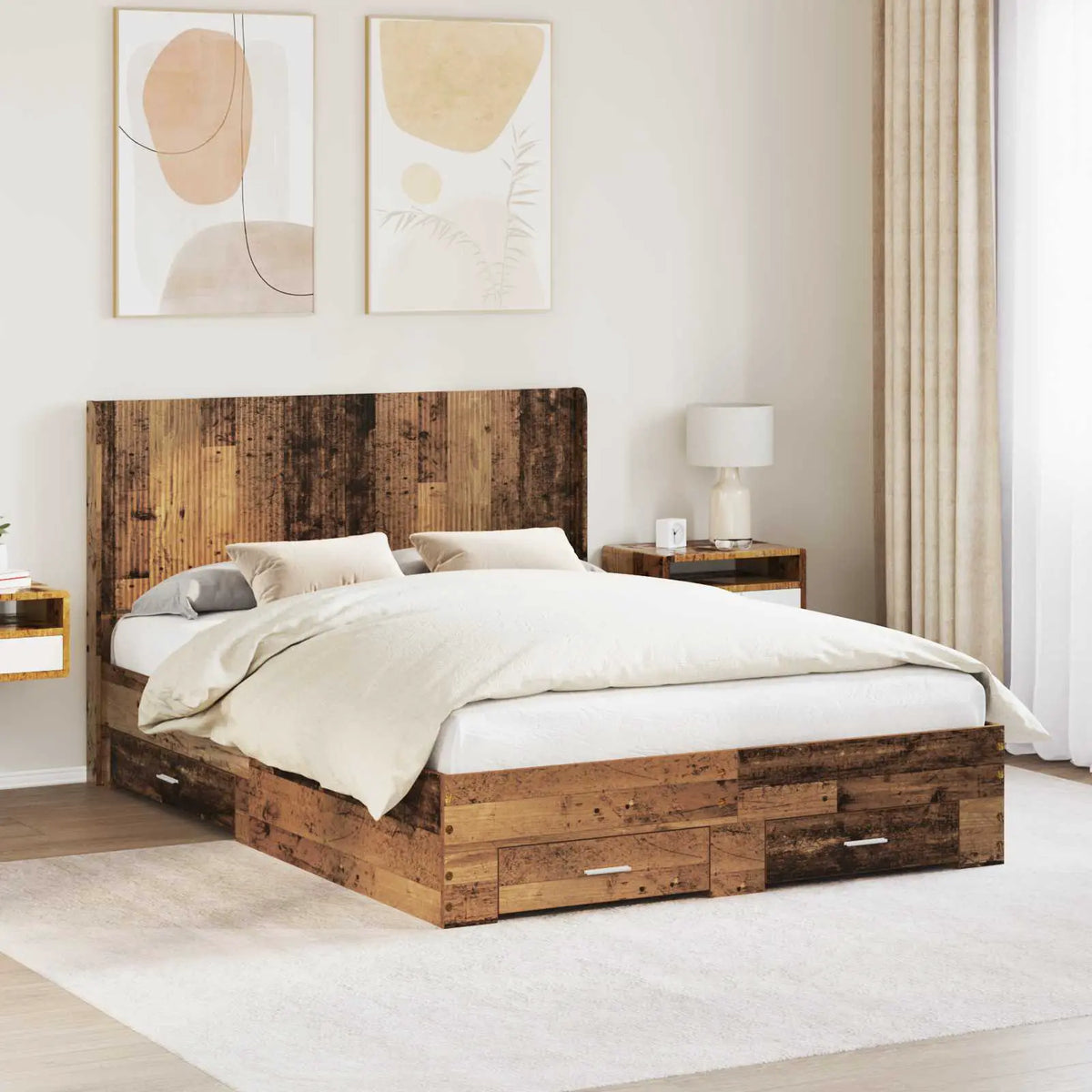 vidaXL Bed Frame with Storage and Headboard Concrete Grey - from vidaXL