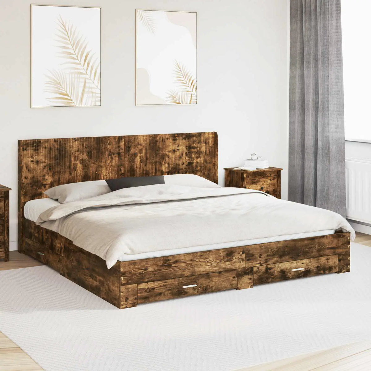 vidaXL Bed Frame with Storage and Headboard Concrete Grey - from vidaXL