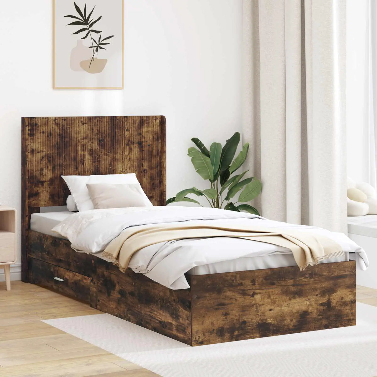 vidaXL Bed Frame with Storage and Headboard Concrete Grey - from vidaXL