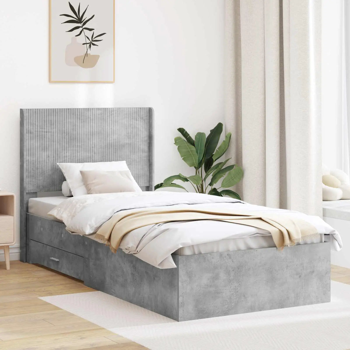 vidaXL Bed Frame with Storage and Headboard Concrete Grey - from vidaXL