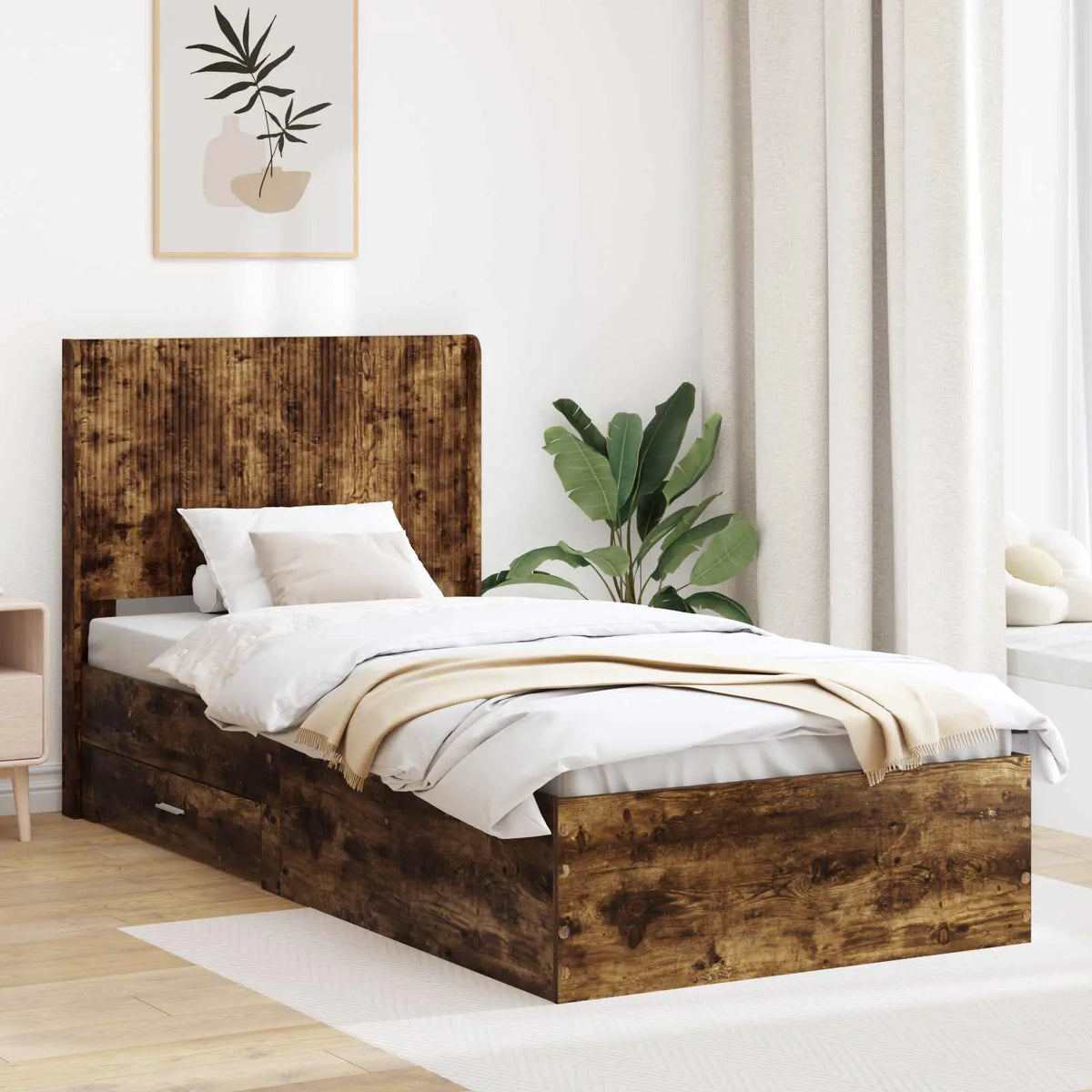 vidaXL Bed Frame with Storage and Headboard Concrete Grey - from vidaXL