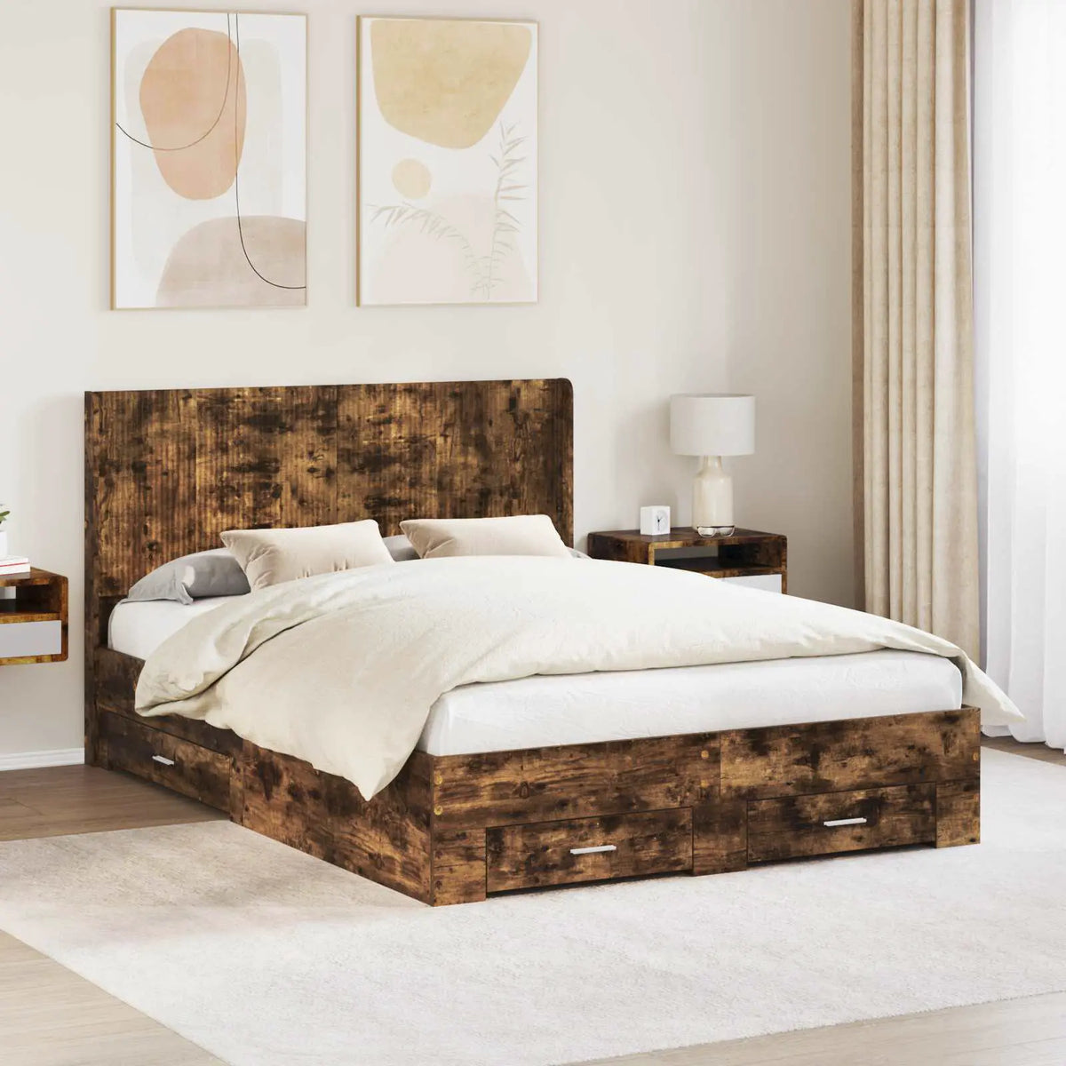 vidaXL Bed Frame with Storage and Headboard Concrete Grey - from vidaXL