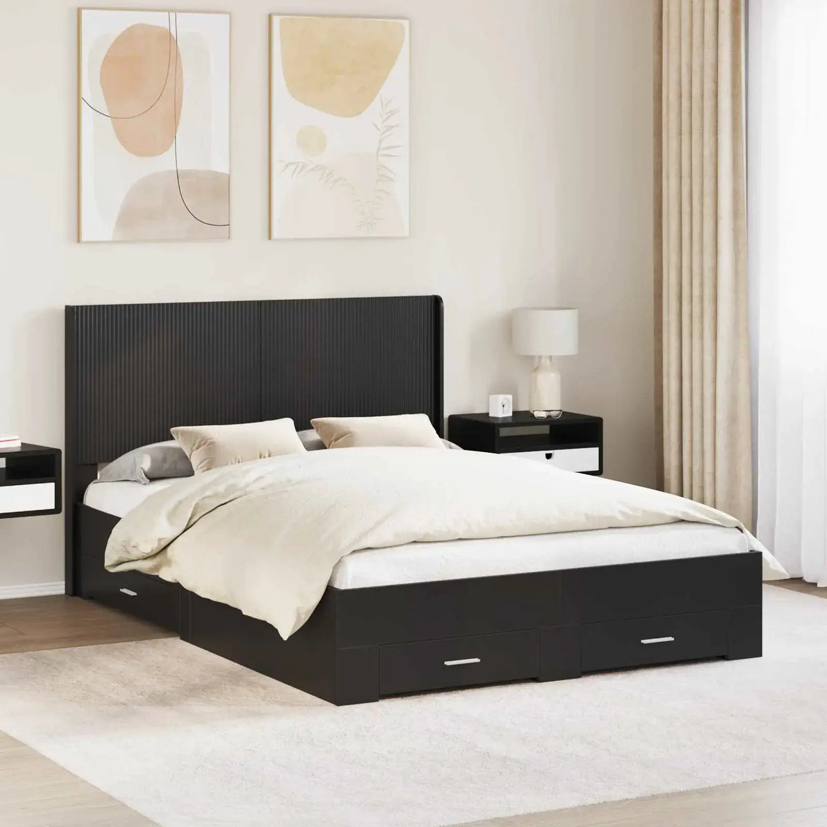 vidaXL Bed Frame with Storage and Headboard Concrete Grey - from vidaXL