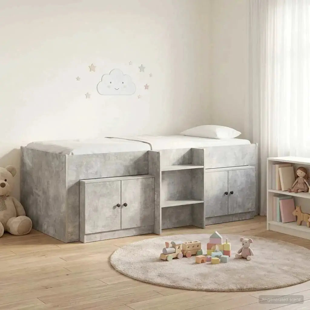 vidaXL Loft Bed Frame with Cabinet 3 pcs White Engineered Wood - from vidaXL