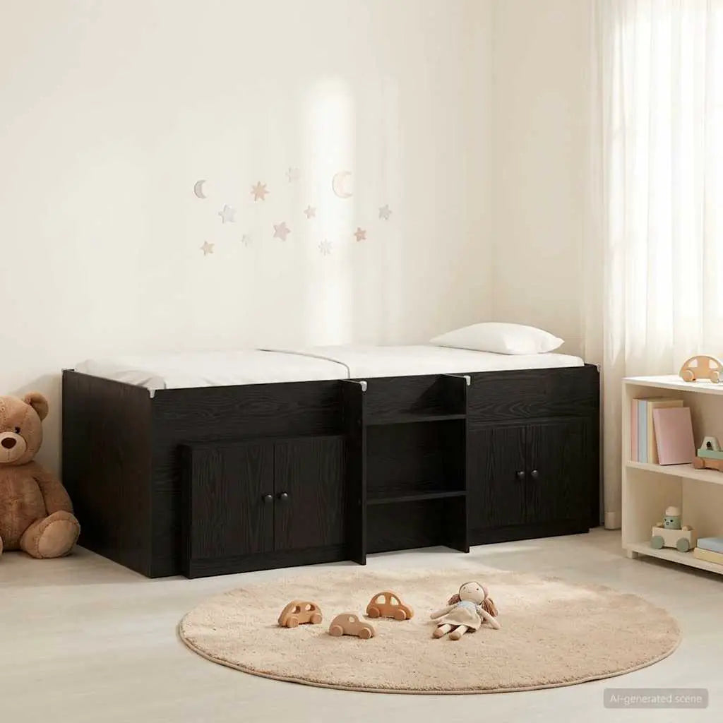 vidaXL Loft Bed Frame with Cabinet 3 pcs White Engineered Wood - from vidaXL