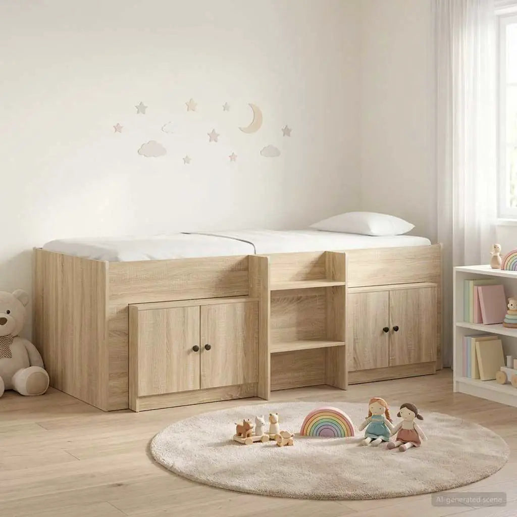 vidaXL Loft Bed Frame with Cabinet 3 pcs White Engineered Wood - from vidaXL