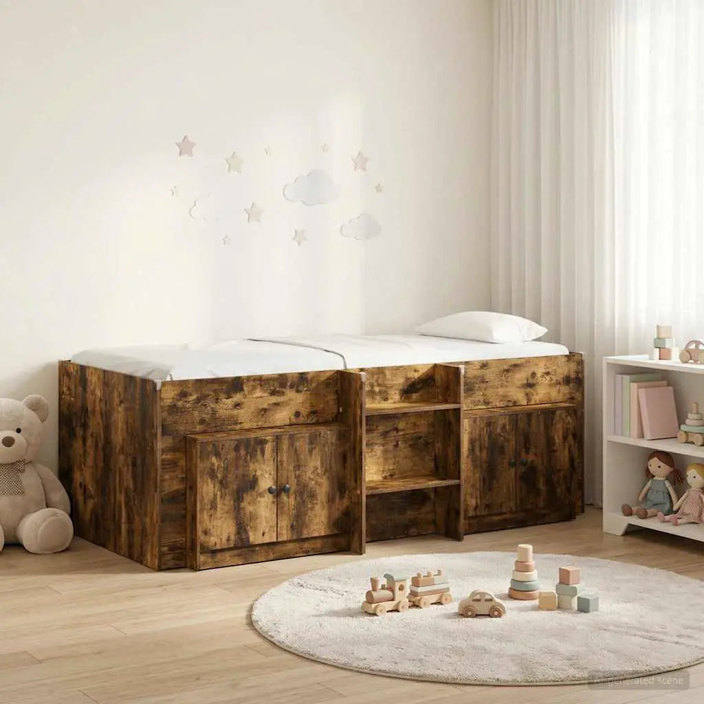 vidaXL Loft Bed Frame with Cabinet 3 pcs White Engineered Wood - from vidaXL