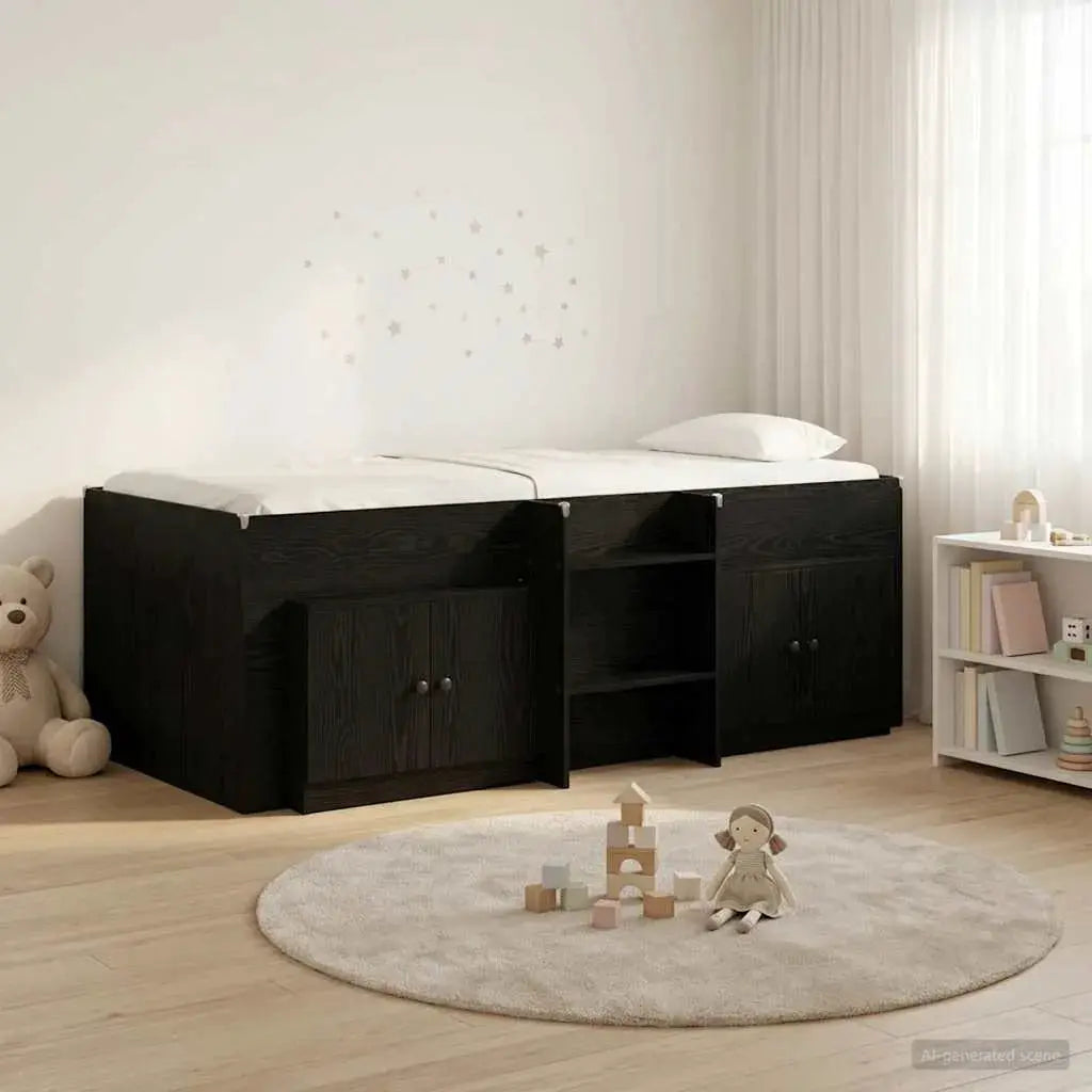 vidaXL Loft Bed Frame with Cabinet 3 pcs White Engineered Wood - from vidaXL
