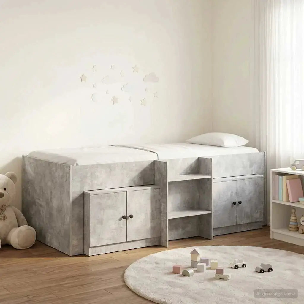 vidaXL Loft Bed Frame with Cabinet 3 pcs White Engineered Wood - from vidaXL