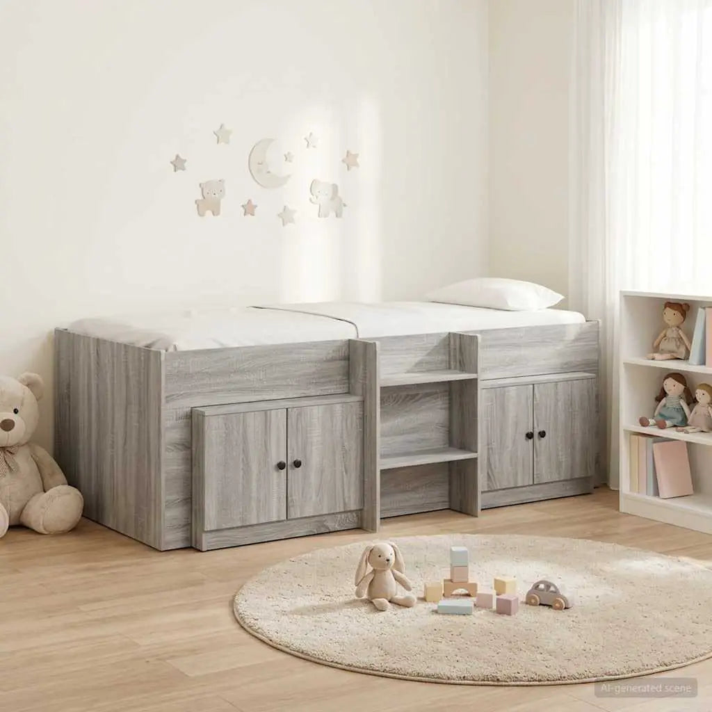vidaXL Loft Bed Frame with Cabinet 3 pcs White Engineered Wood - from vidaXL