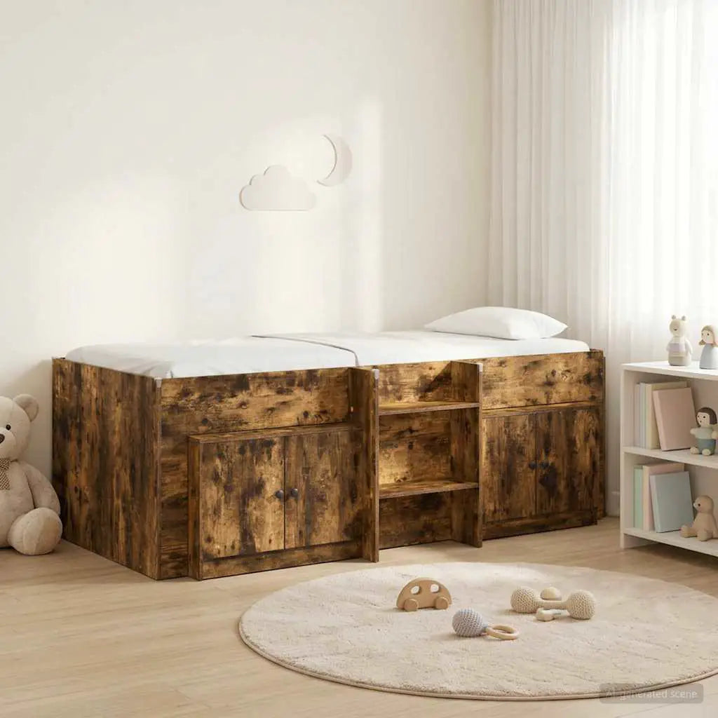vidaXL Loft Bed Frame with Cabinet 3 pcs White Engineered Wood - from vidaXL