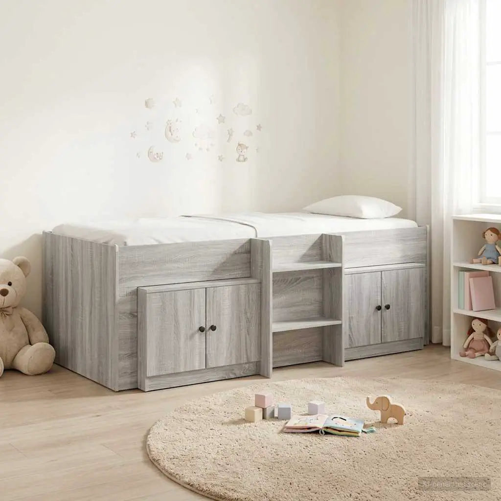 vidaXL Loft Bed Frame with Cabinet 3 pcs White Engineered Wood - from vidaXL