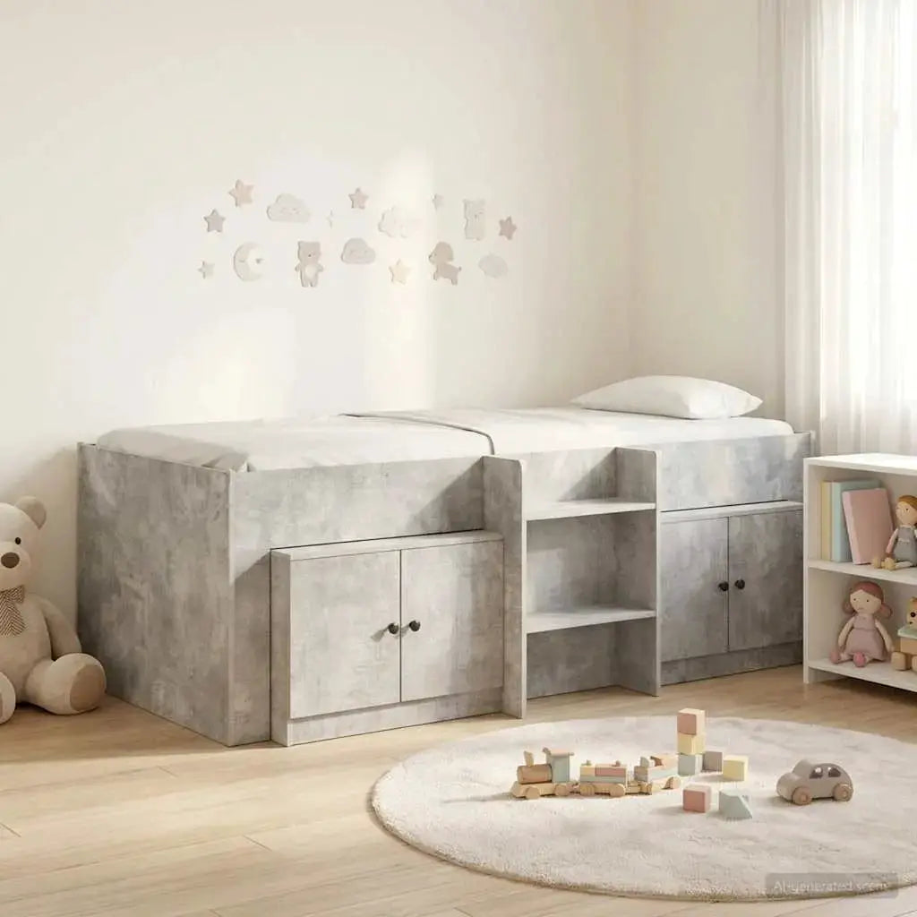 vidaXL Loft Bed Frame with Cabinet 3 pcs White Engineered Wood - from vidaXL