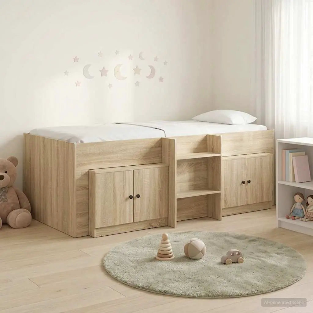 vidaXL Loft Bed Frame with Cabinet 3 pcs White Engineered Wood - from vidaXL