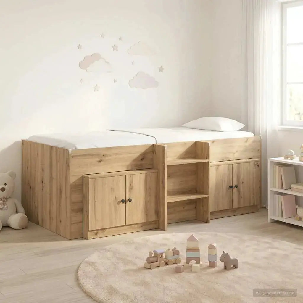 vidaXL Loft Bed Frame with Cabinet 3 pcs White Engineered Wood - from vidaXL