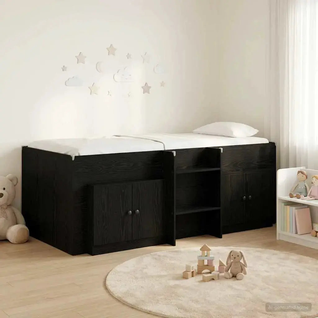 vidaXL Loft Bed Frame with Cabinet 3 pcs White Engineered Wood - from vidaXL