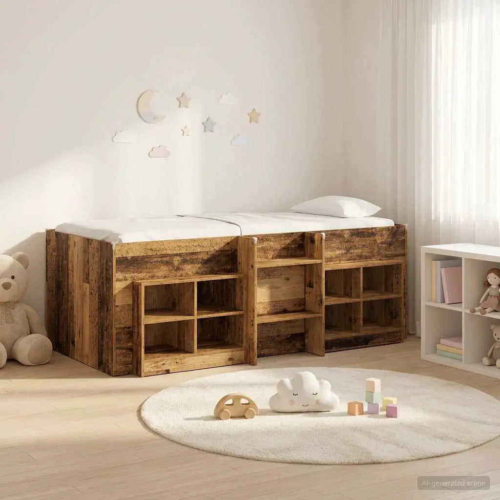 vidaXL Loft Bed Frame with Cabinet 3 pcs White Engineered Wood - from vidaXL