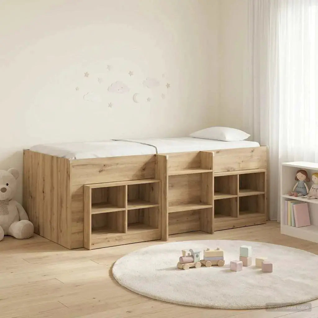 vidaXL Loft Bed Frame with Cabinet 3 pcs White Engineered Wood - from vidaXL