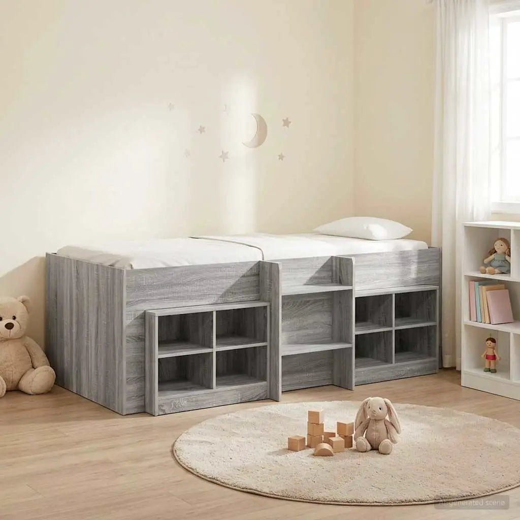 vidaXL Loft Bed Frame with Cabinet 3 pcs White Engineered Wood - from vidaXL