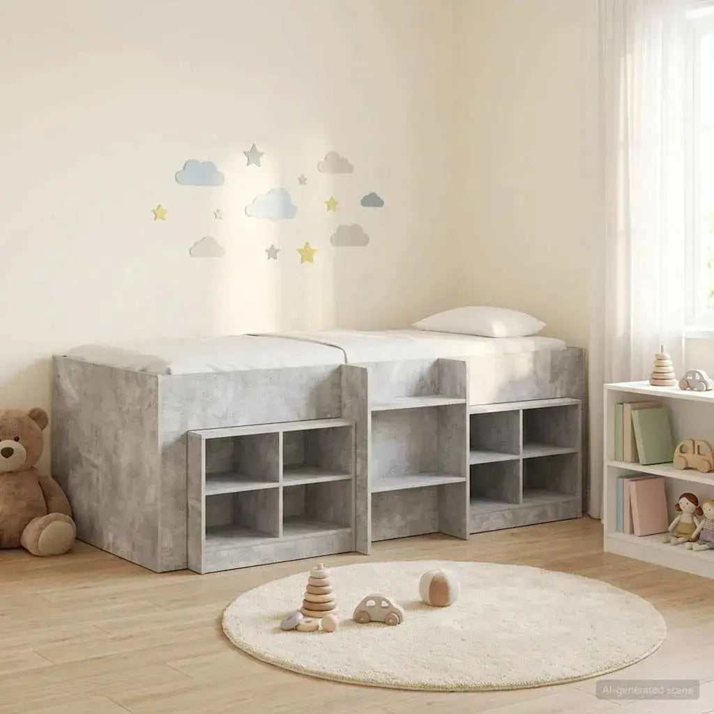 vidaXL Loft Bed Frame with Cabinet 3 pcs White Engineered Wood - from vidaXL
