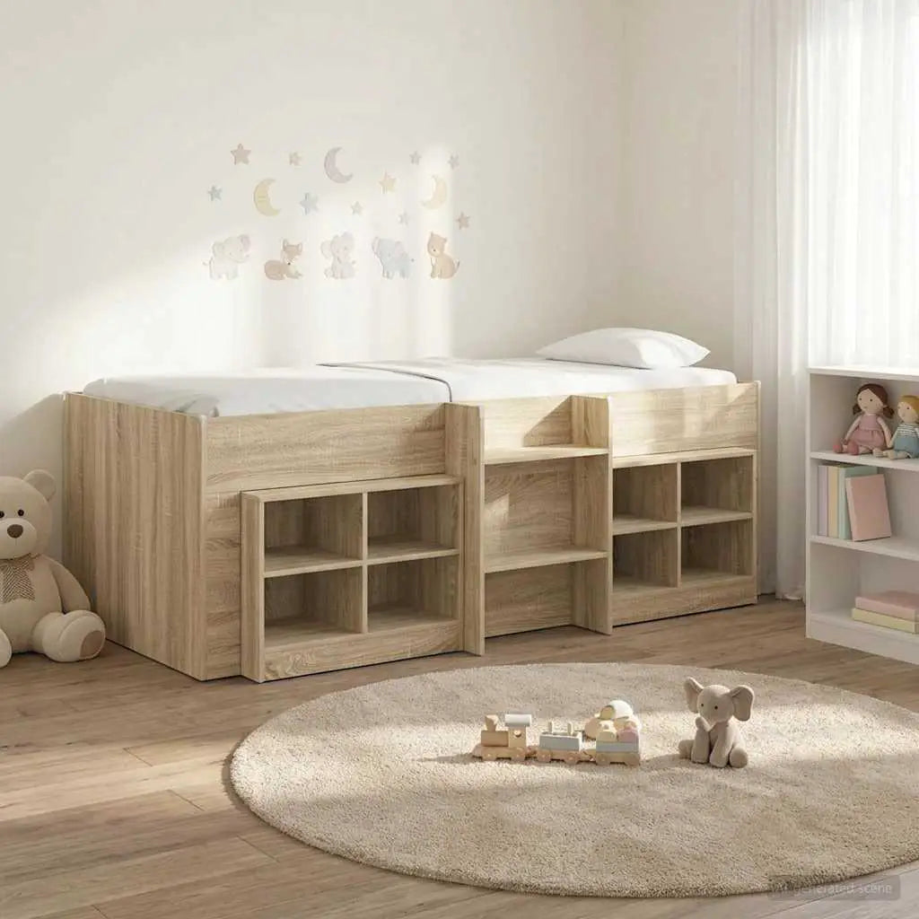 vidaXL Loft Bed Frame with Cabinet 3 pcs White Engineered Wood - from vidaXL