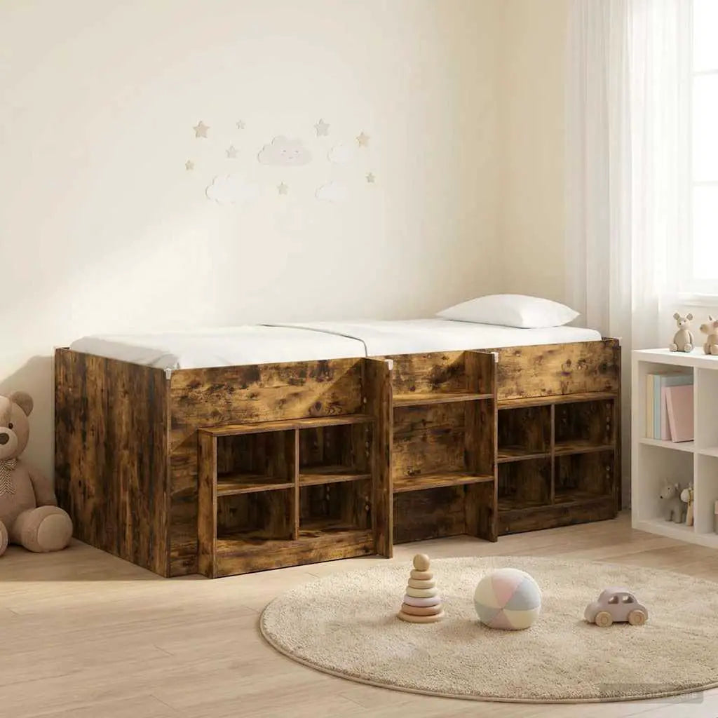 vidaXL Loft Bed Frame with Cabinet 3 pcs White Engineered Wood - from vidaXL