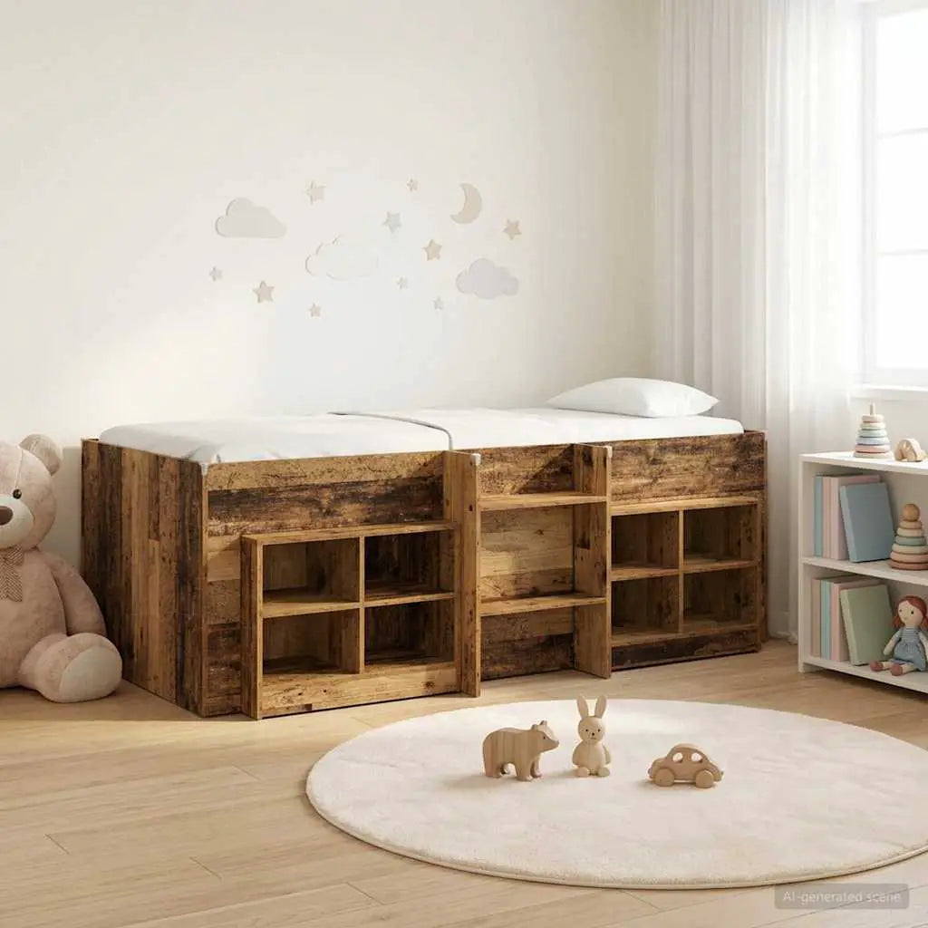 vidaXL Loft Bed Frame with Cabinet 3 pcs White Engineered Wood - from vidaXL