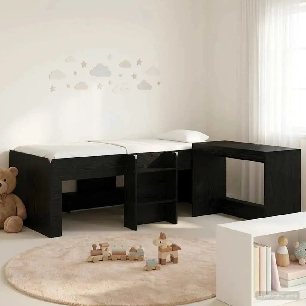 vidaXL Kids'High Bed Frame with Desk 2 pcs White Engineered Wood - from vidaXL