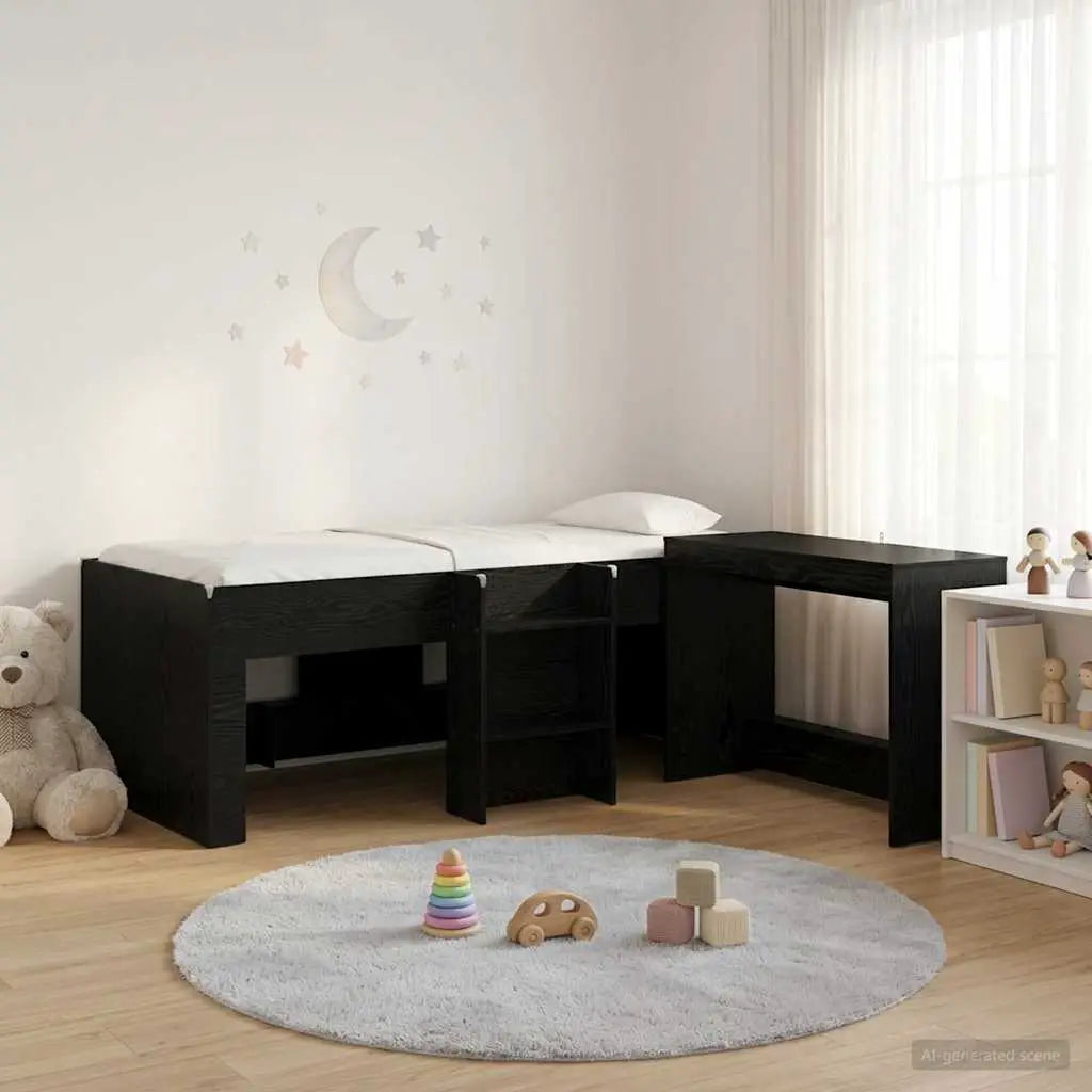 vidaXL Kids'High Bed Frame with Desk 2 pcs White Engineered Wood - from vidaXL