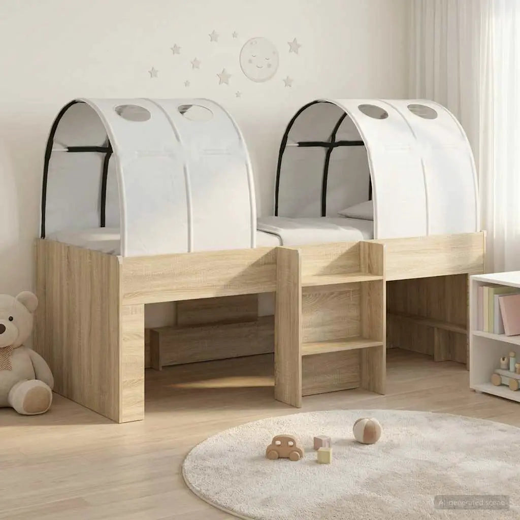 vidaXL Kids'High Bed Frame with Tunnel White and Light Blue - from vidaXL