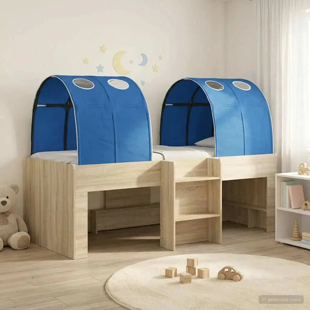 vidaXL Kids'High Bed Frame with Tunnel White and Light Blue - from vidaXL