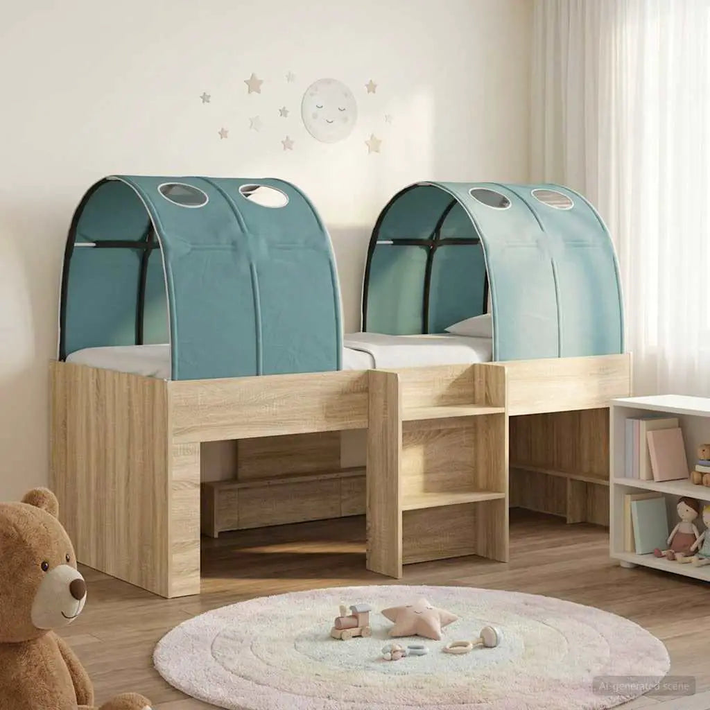 vidaXL Bed with Tunnel 4 pcs White and Light Blue Engineered Wood - from vidaXL