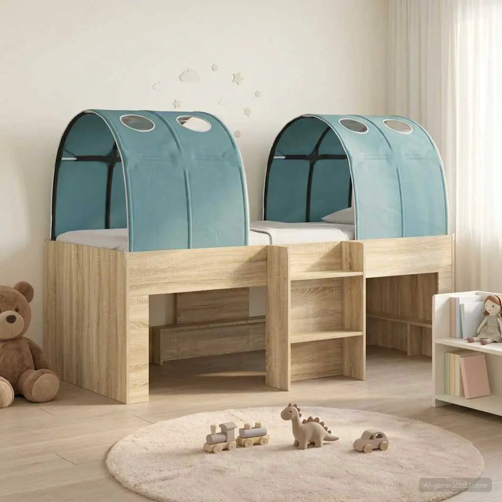 vidaXL Bed with Tunnel 4 pcs White and Light Blue Engineered Wood - from vidaXL