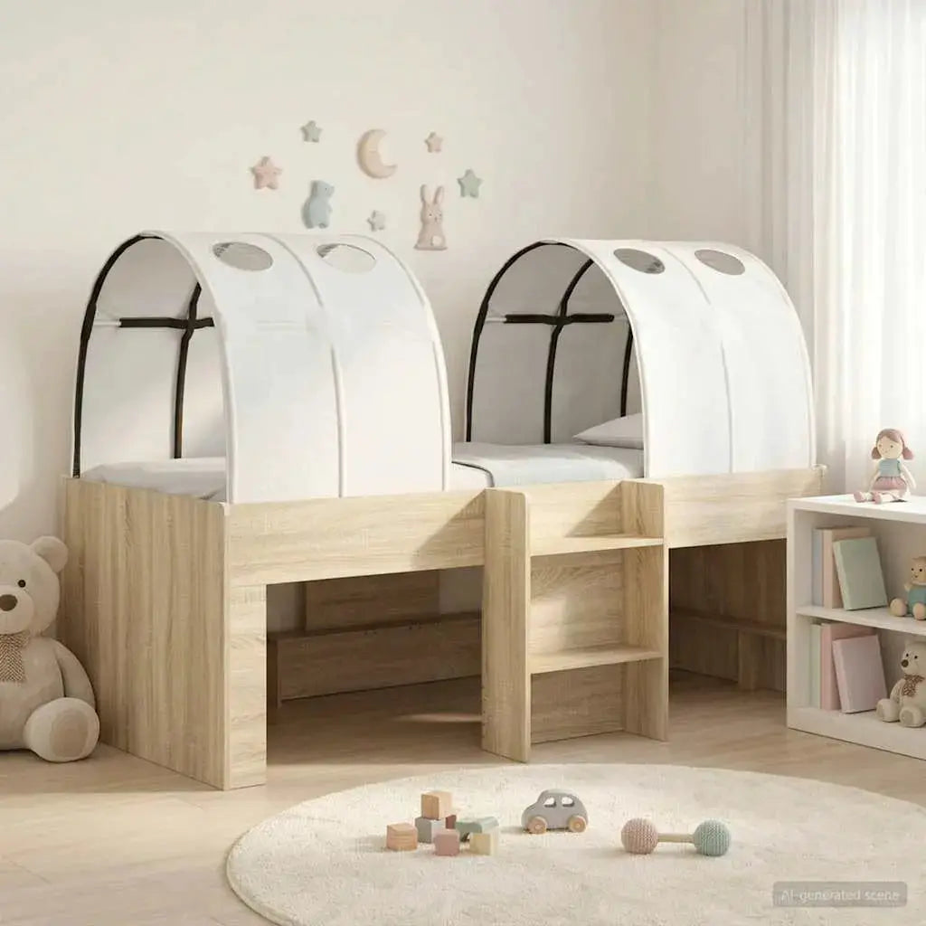 vidaXL Bed with Tunnel 4 pcs White and Light Blue Engineered Wood - from vidaXL