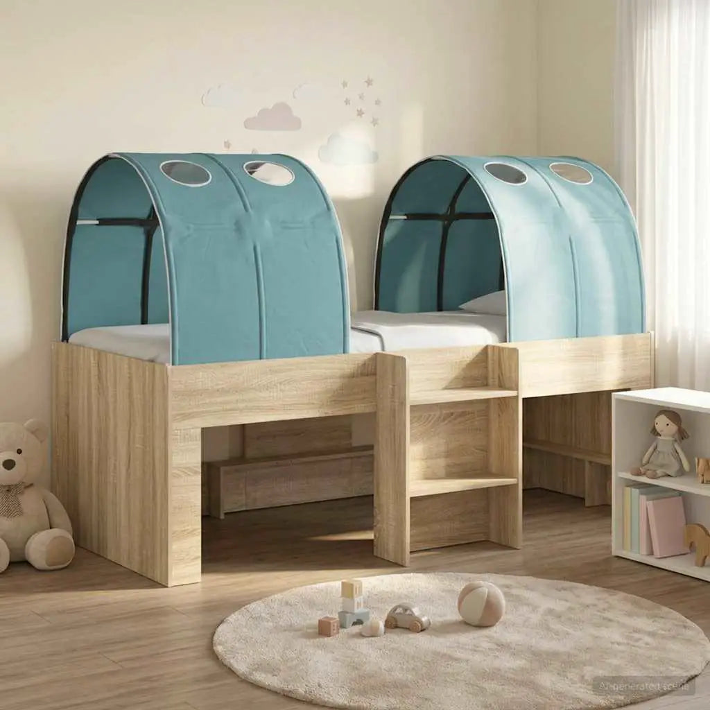 vidaXL Bed with Tunnel 4 pcs White and Light Blue Engineered Wood - from vidaXL