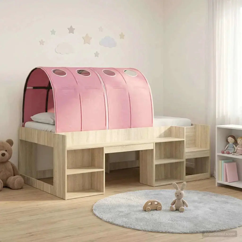vidaXL Bed Frame with Tunnel with Shelf 3 pcs White and Light Blue - from vidaXL