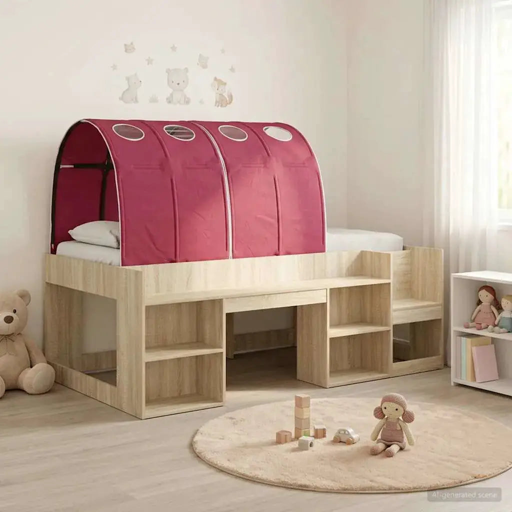 vidaXL Bed Frame with Tunnel with Shelf 3 pcs White and Light Blue - from vidaXL