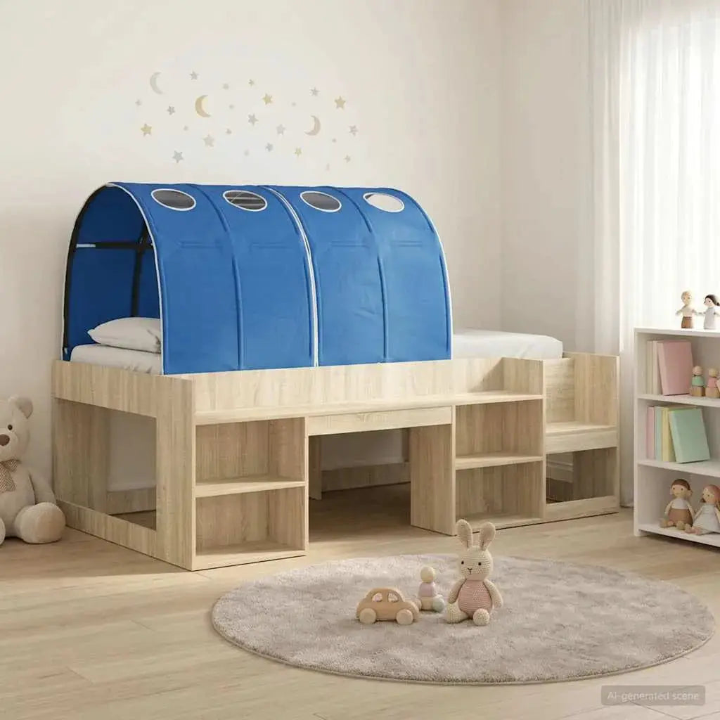 vidaXL Bed Frame with Tunnel with Shelf 3 pcs White and Light Blue - from vidaXL