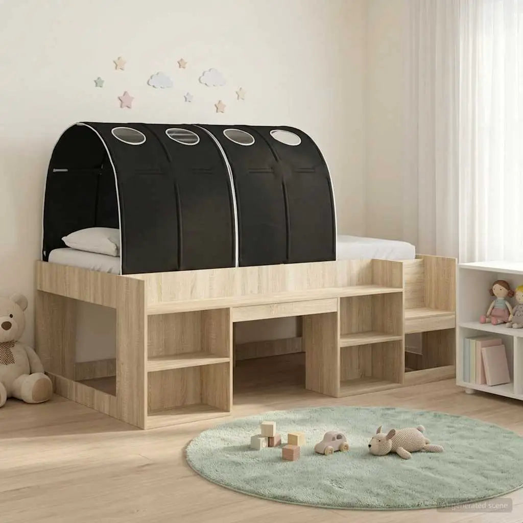 vidaXL Bed Frame with Tunnel with Shelf 3 pcs White and Light Blue - from vidaXL