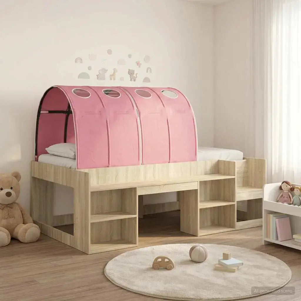vidaXL Bed Frame with Tunnel with Shelf 3 pcs White and Light Blue - from vidaXL