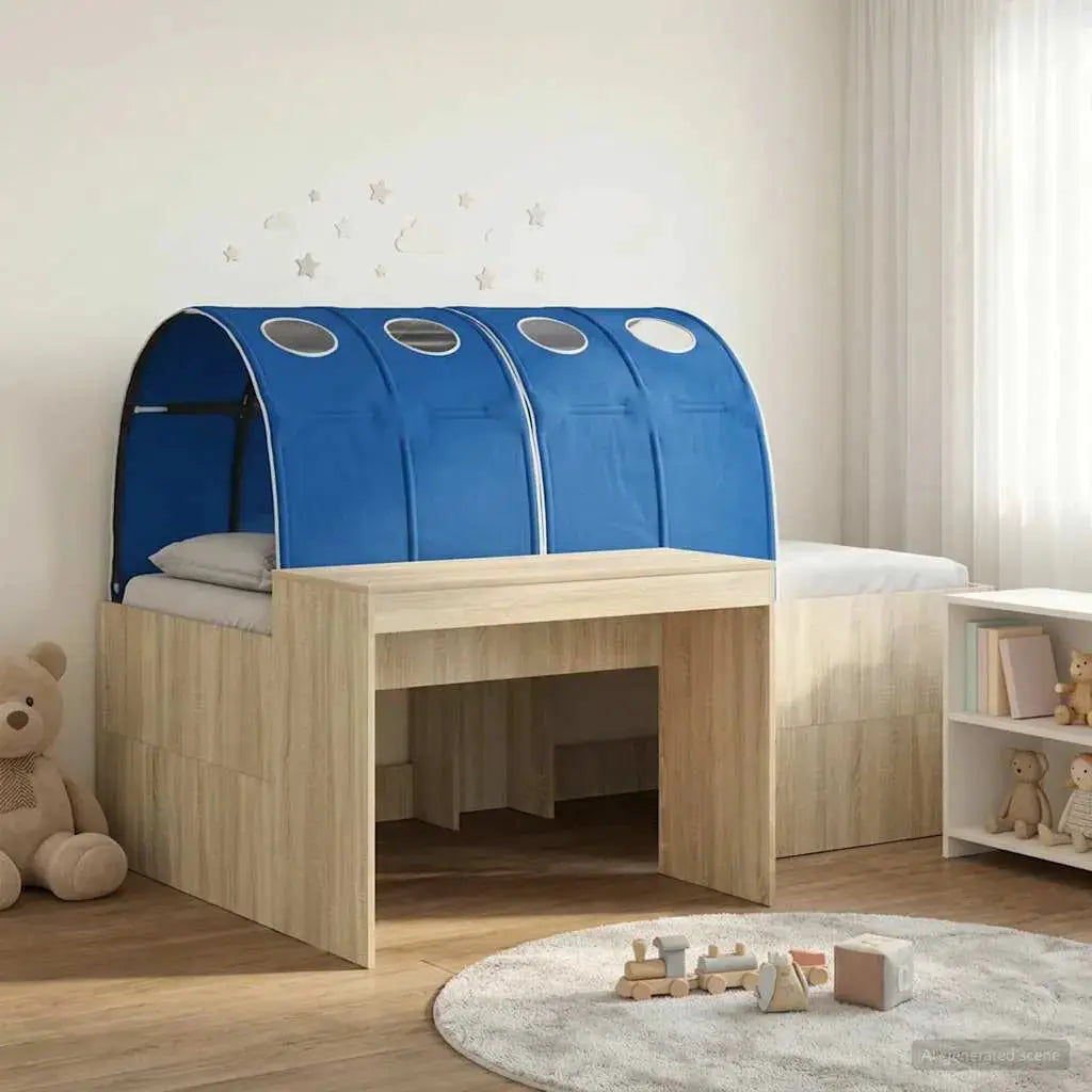 vidaXL Bed Frame with Tunnel with Shelf 3 pcs White and Light Blue - from vidaXL