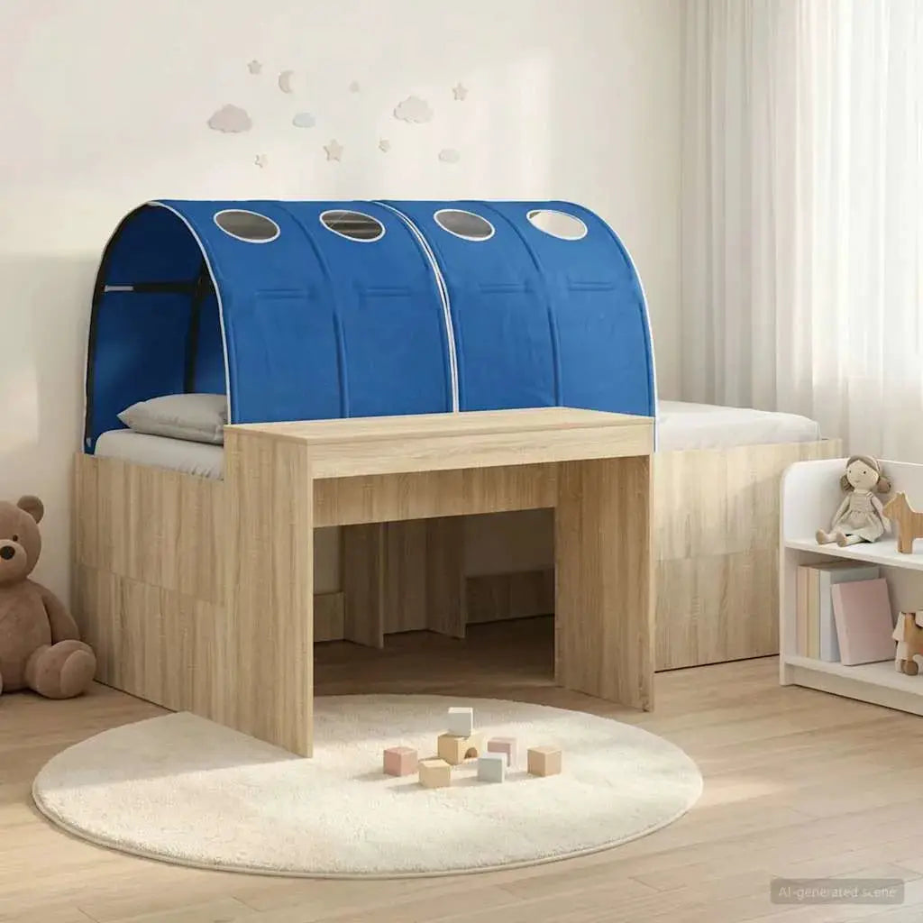 vidaXL Kids'High Bed Frame with Desk White and Light Blue - from vidaXL