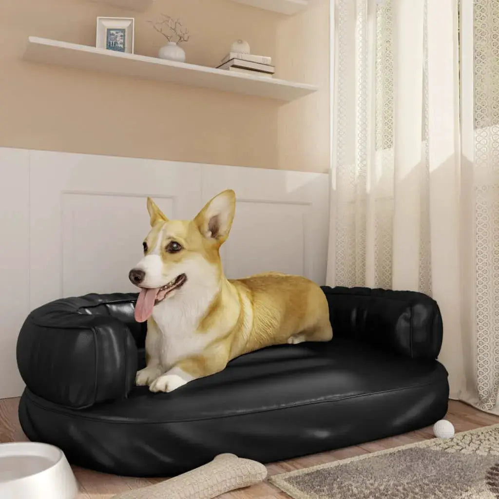 vidaXL Dog Bed | Dark Blue | Faux Leather | Medium | Dog Bed | Rectangular - from vidaXL