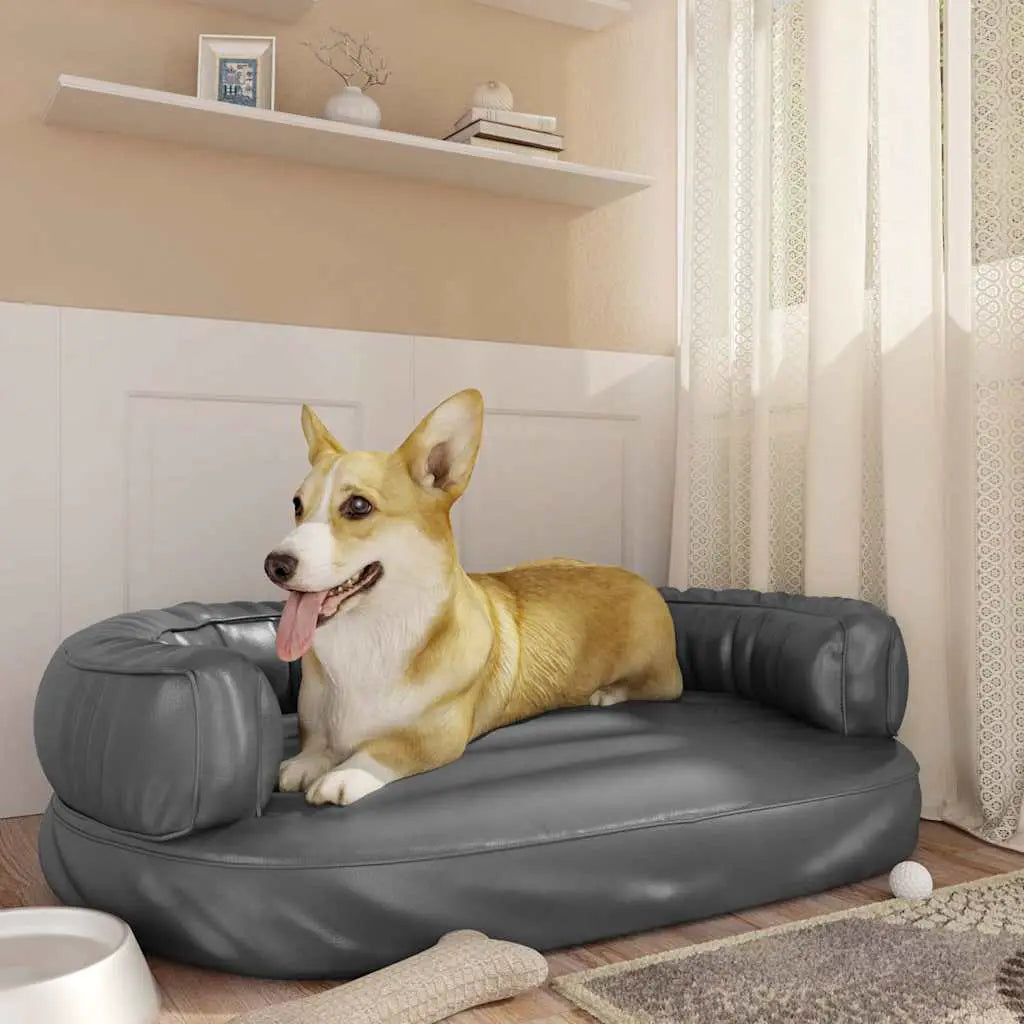 vidaXL Dog Bed | Dark Blue | Faux Leather | Medium | Dog Bed | Rectangular - from vidaXL