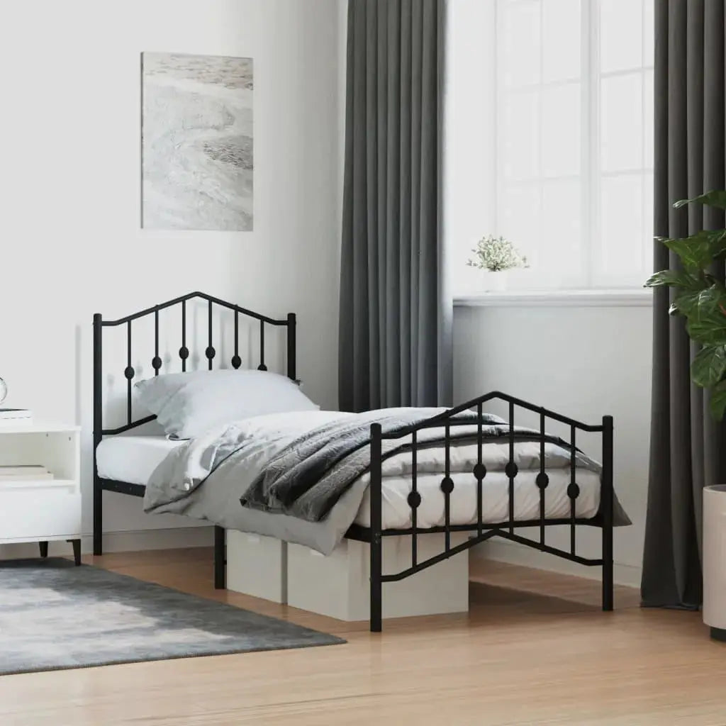 vidaXL Bed Frame | Black | Steel | Single | Bed Frame | Rectangular | Modern - from vidaXL