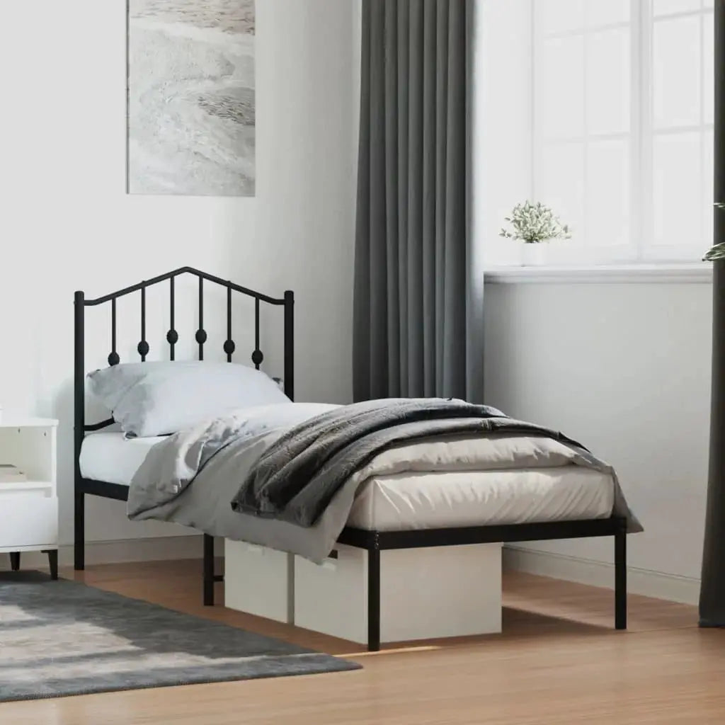 vidaXL Bed Frame | Black | Steel | Single | Bed Frame | Rectangular | Modern - from vidaXL